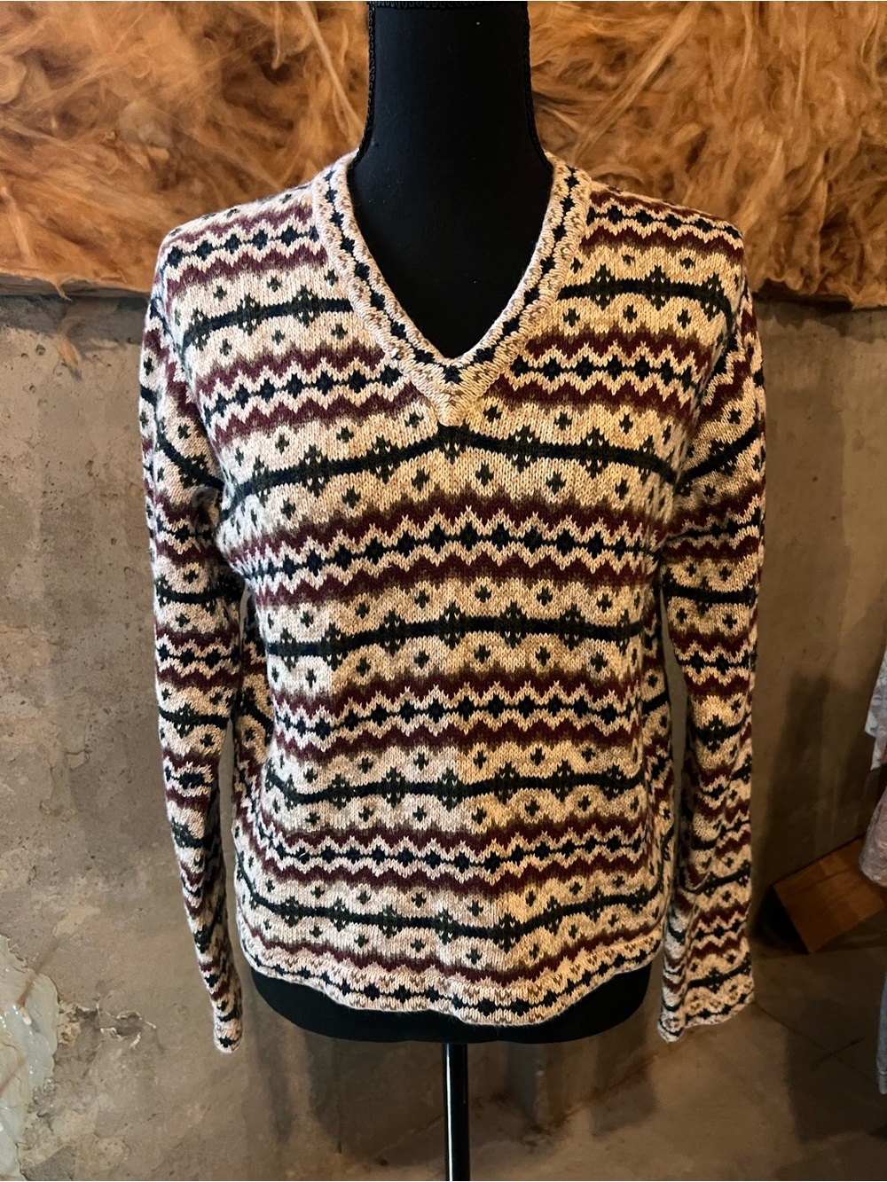 Vintage Paul Harris Design Fair Isle V-Neck Sweater